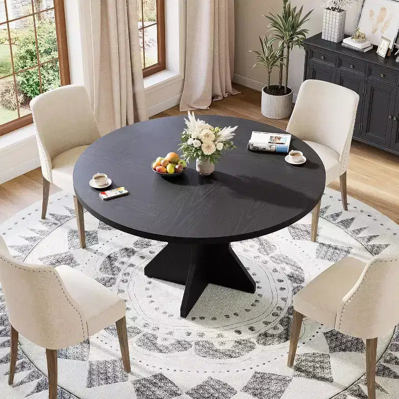 Tavolo da pranzo rotondo per 4-6 persone - Tavolo da cucina circolare da 47 pollici con base a piedistallo robusta, mobili da sala da pranzo per piccoli spazi in cucina