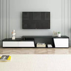 CLIHOME Modern Minimalist Rectangular Extendable TV Stand, TV Cabinet with Drawers and Cabinet, Up to 100