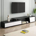CLIHOME Mobile TV Moderno Minimalista Rettangolare Allungabile, Mobile TV con Cassetti e Ante, Fino a 100