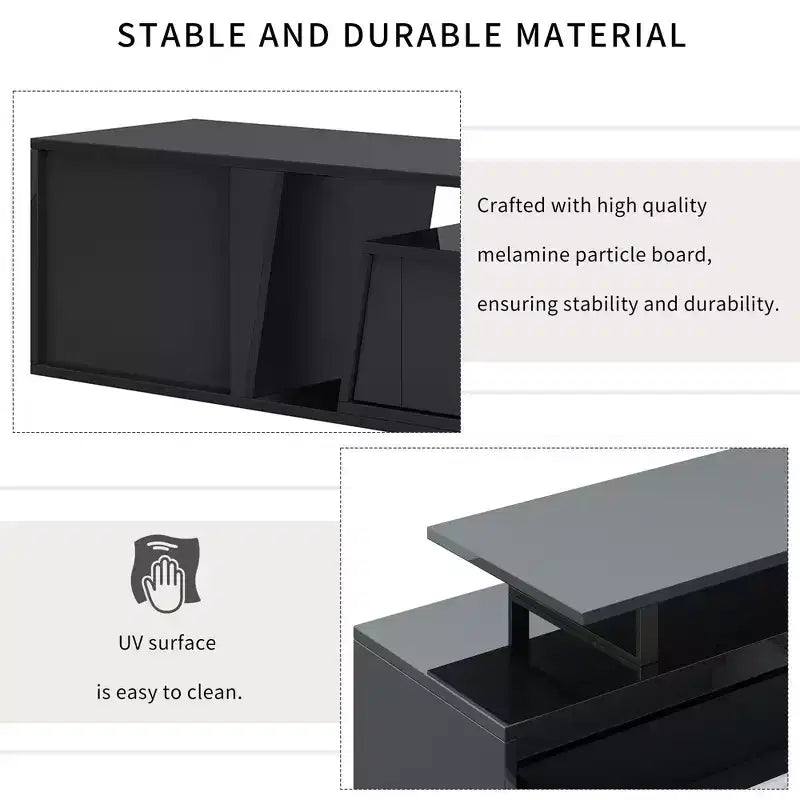 CLIHOME Mobile TV Moderno Minimalista Rettangolare Allungabile, Mobile TV con Cassetti e Ante, Fino a 100