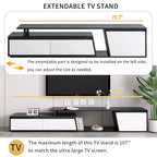 CLIHOME Mobile TV Moderno Minimalista Rettangolare Allungabile, Mobile TV con Cassetti e Ante, Fino a 100