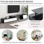 CLIHOME Mobile TV Moderno Minimalista Rettangolare Allungabile, Mobile TV con Cassetti e Ante, Fino a 100