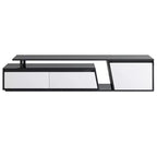 CLIHOME Mobile TV Moderno Minimalista Rettangolare Allungabile, Mobile TV con Cassetti e Ante, Fino a 100