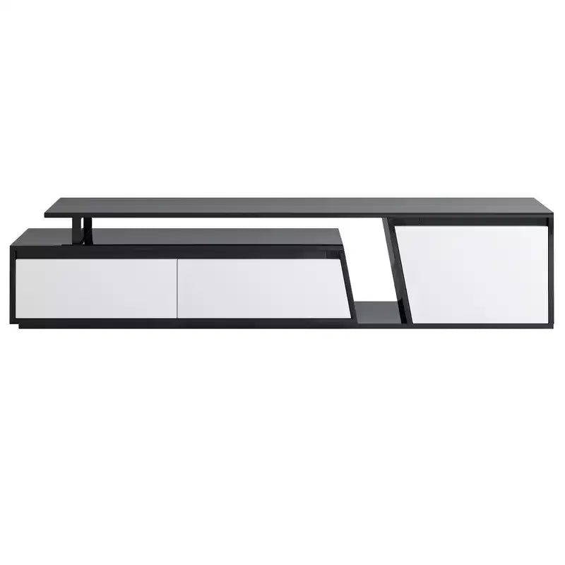 CLIHOME Mobile TV Moderno Minimalista Rettangolare Allungabile, Mobile TV con Cassetti e Ante, Fino a 100