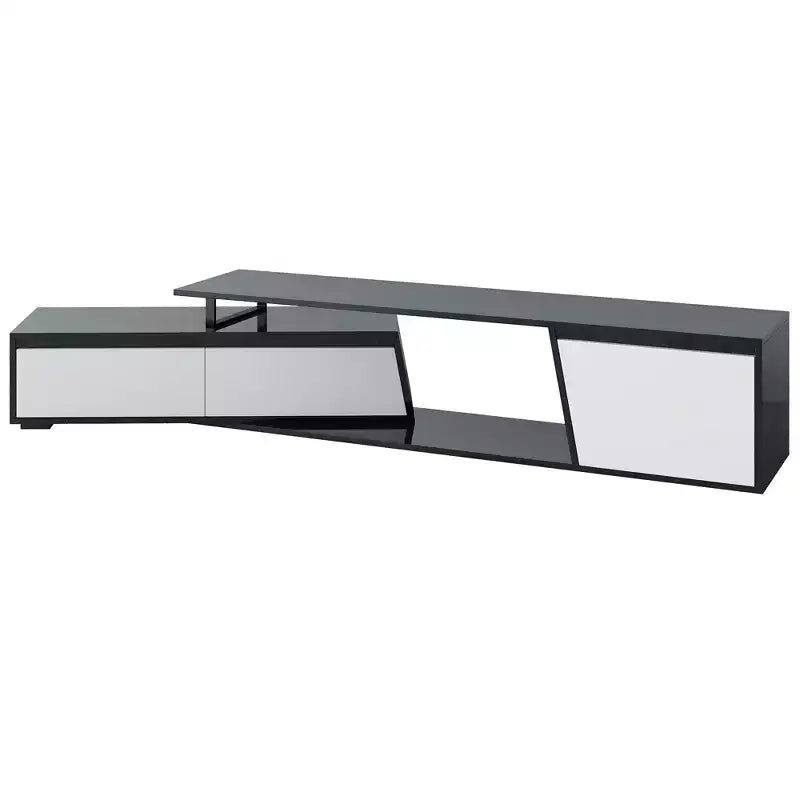 CLIHOME Mobile TV Moderno Minimalista Rettangolare Allungabile, Mobile TV con Cassetti e Ante, Fino a 100