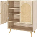 COZONY 2 Mobili Portascarpe in Rattan, Contenitore a 4 Livelli con Ante e Ripiani Regolabili per Ingresso