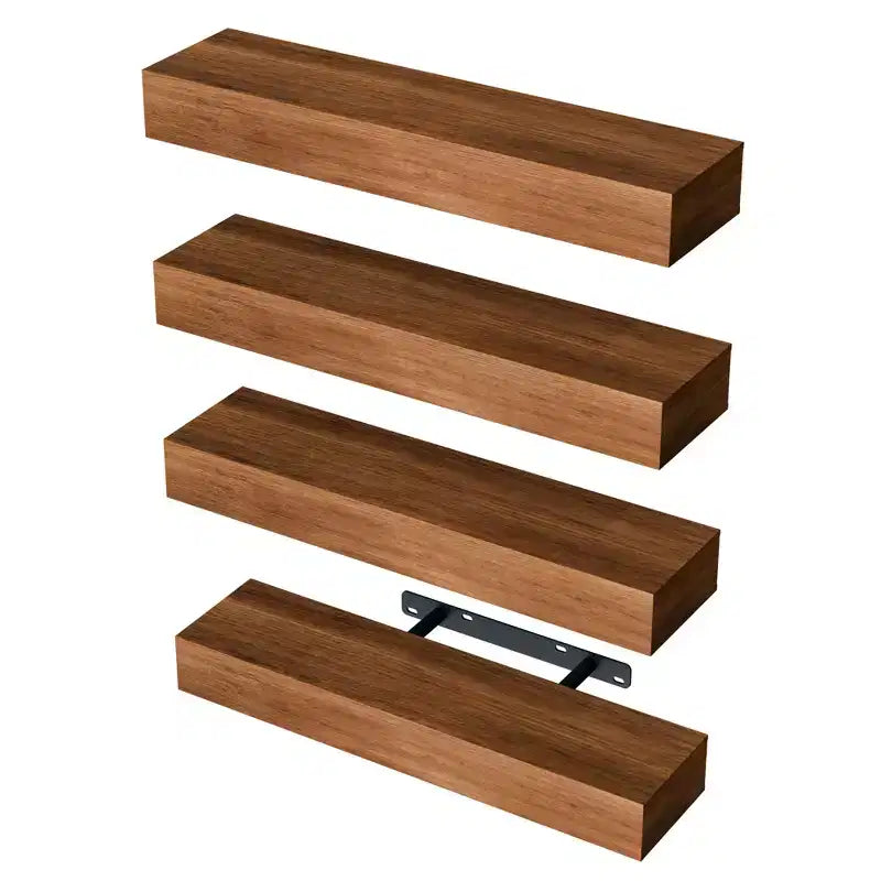Set di 4 mensole da parete flottanti in legno per bagno, cucina, soggiorno (set da 4)