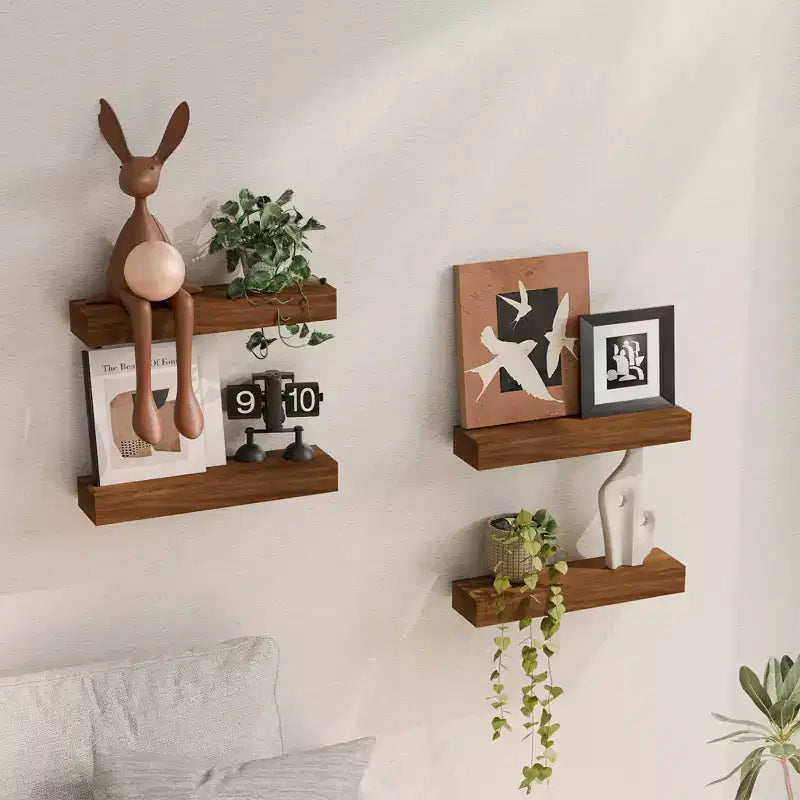 Set di 4 mensole da parete flottanti in legno per bagno, cucina, soggiorno (set da 4)
