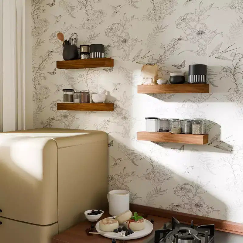 Set di 4 mensole da parete flottanti in legno per bagno, cucina, soggiorno (set da 4)