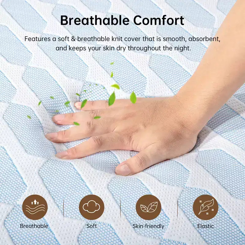 Materasso in Memory Foam Rinfrescante EHMKNP da 8 Pollici - Misure Singolo/Singolo XL/Matrimoniale Francese - Rigidità Media