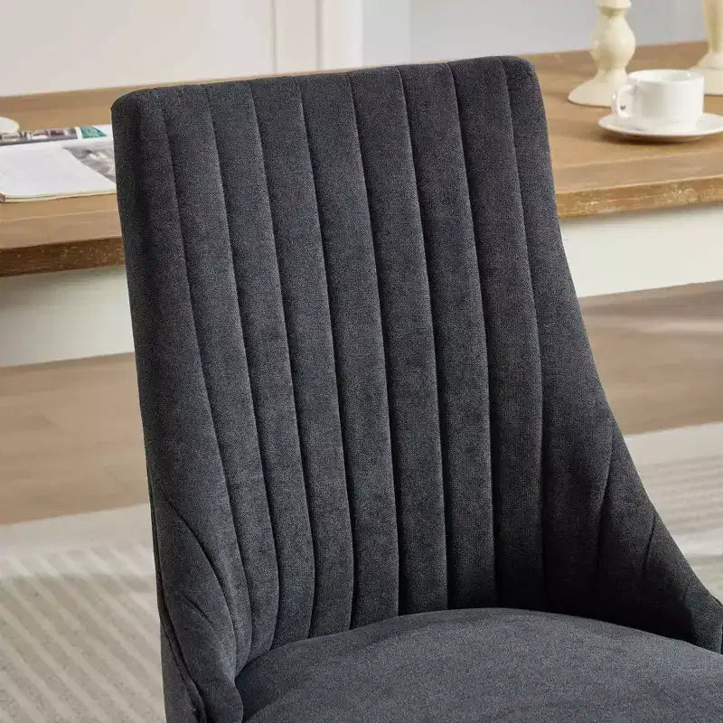 Set di 2 sedie da pranzo Okak Rayon Cloth Flocking Linen, sedie da pranzo imbottite con gambe curve in legno massello, sedie da cucina per sala da pranzo