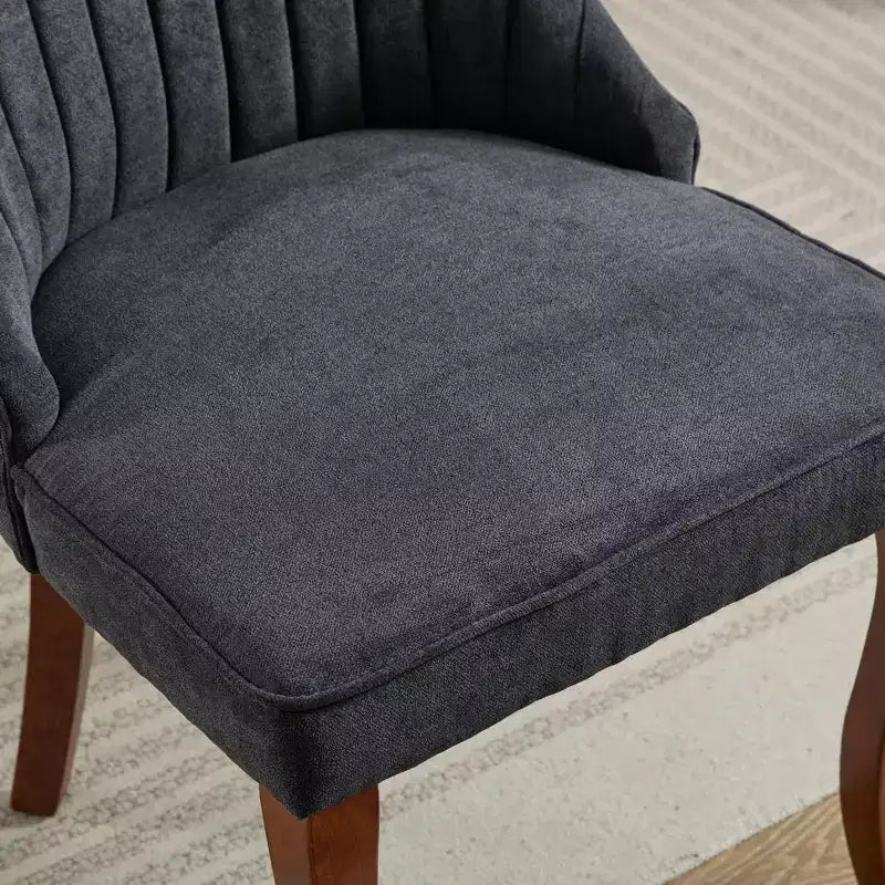 Set di 2 sedie da pranzo Okak Rayon Cloth Flocking Linen, sedie da pranzo imbottite con gambe curve in legno massello, sedie da cucina per sala da pranzo