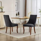 Set di 2 sedie da pranzo Okak Rayon Cloth Flocking Linen, sedie da pranzo imbottite con gambe curve in legno massello, sedie da cucina per sala da pranzo