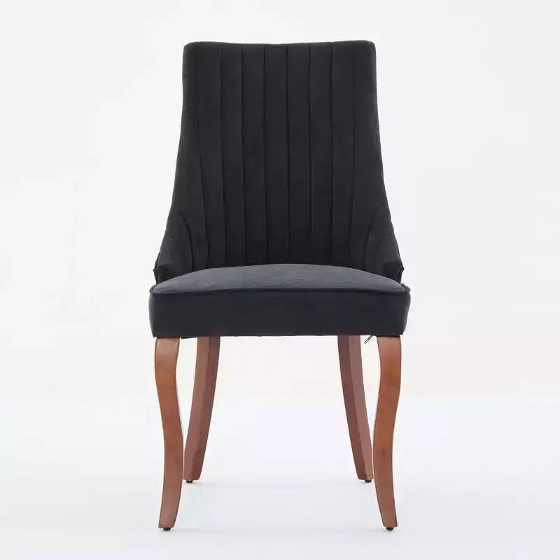 Set di 2 sedie da pranzo Okak Rayon Cloth Flocking Linen, sedie da pranzo imbottite con gambe curve in legno massello, sedie da cucina per sala da pranzo