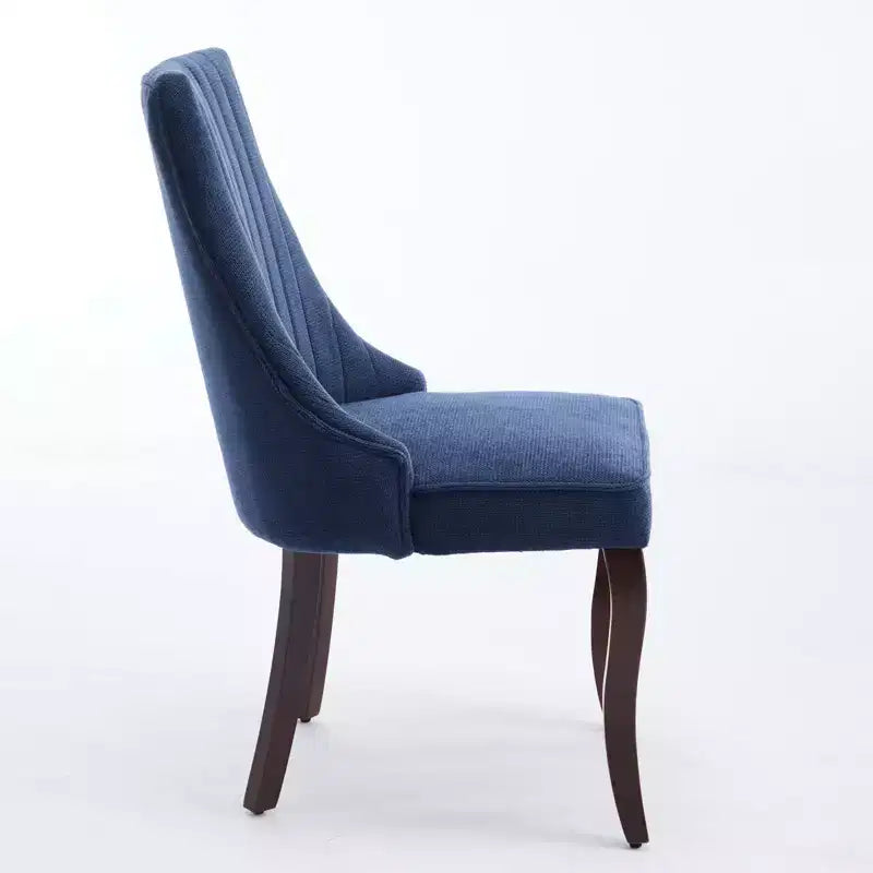 Set di 2 sedie da pranzo Okak Rayon Cloth Flocking Linen, sedie da pranzo imbottite con gambe curve in legno massello, sedie da cucina per sala da pranzo