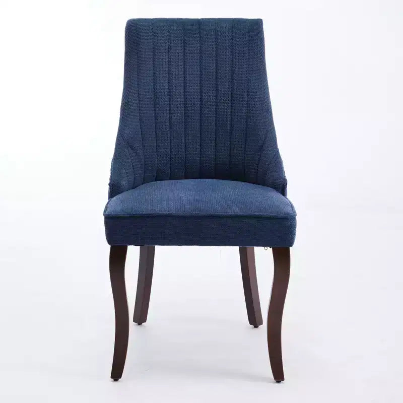 Set di 2 sedie da pranzo Okak Rayon Cloth Flocking Linen, sedie da pranzo imbottite con gambe curve in legno massello, sedie da cucina per sala da pranzo