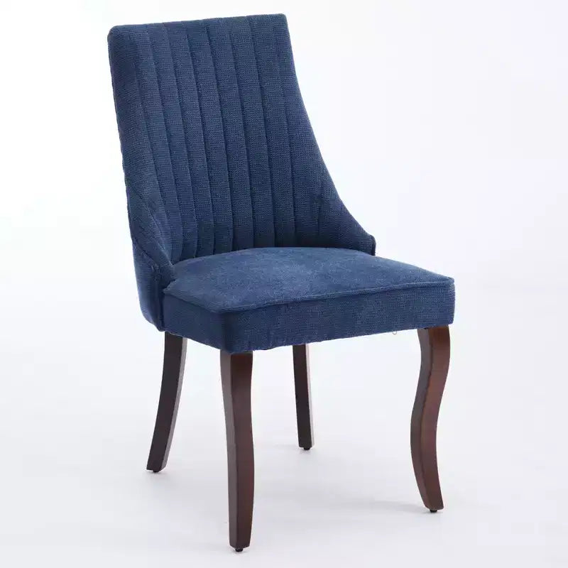 Set di 2 sedie da pranzo Okak Rayon Cloth Flocking Linen, sedie da pranzo imbottite con gambe curve in legno massello, sedie da cucina per sala da pranzo