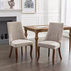 Set di 2 sedie da pranzo Okak Rayon Cloth Flocking Linen, sedie da pranzo imbottite con gambe curve in legno massello, sedie da cucina per sala da pranzo