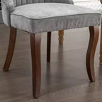 Set di 2 sedie da pranzo Okak Rayon Cloth Flocking Linen, sedie da pranzo imbottite con gambe curve in legno massello, sedie da cucina per sala da pranzo