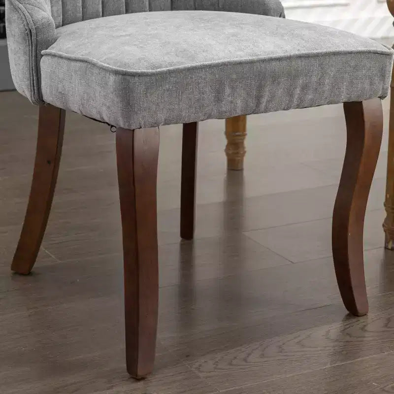 Set di 2 sedie da pranzo Okak Rayon Cloth Flocking Linen, sedie da pranzo imbottite con gambe curve in legno massello, sedie da cucina per sala da pranzo