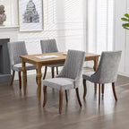 Set di 2 sedie da pranzo Okak Rayon Cloth Flocking Linen, sedie da pranzo imbottite con gambe curve in legno massello, sedie da cucina per sala da pranzo