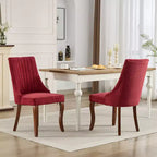 Set di 2 sedie da pranzo Okak Rayon Cloth Flocking Linen, sedie da pranzo imbottite con gambe curve in legno massello, sedie da cucina per sala da pranzo