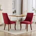 Set di 2 sedie da pranzo Okak Rayon Cloth Flocking Linen, sedie da pranzo imbottite con gambe curve in legno massello, sedie da cucina per sala da pranzo