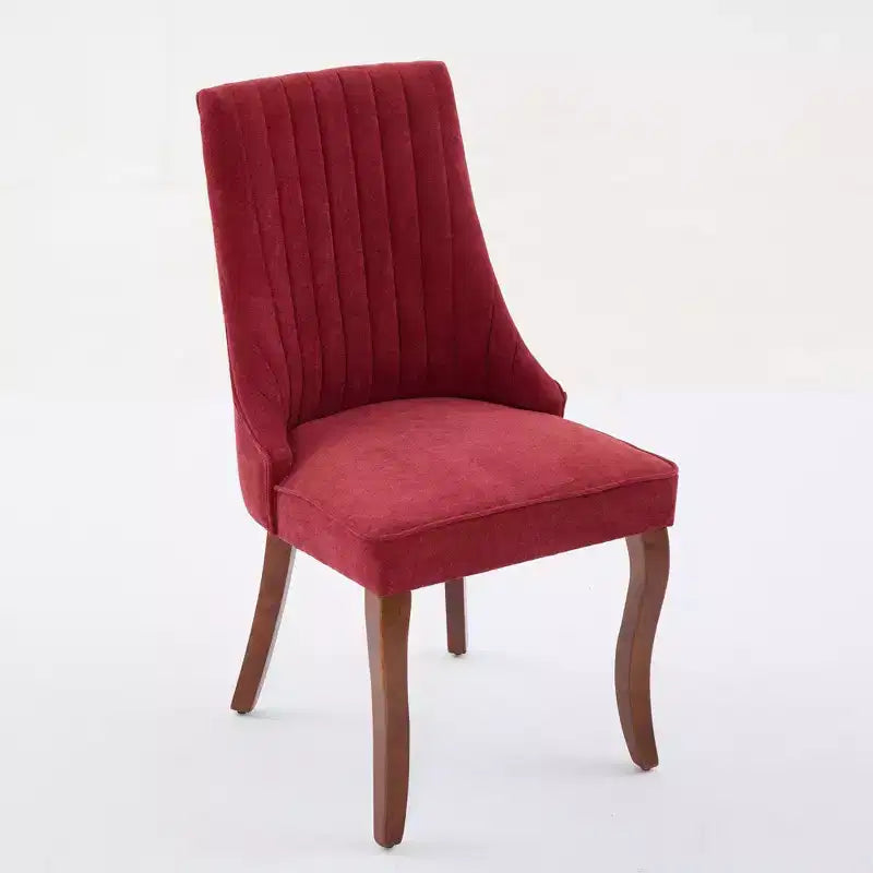 Set di 2 sedie da pranzo Okak Rayon Cloth Flocking Linen, sedie da pranzo imbottite con gambe curve in legno massello, sedie da cucina per sala da pranzo