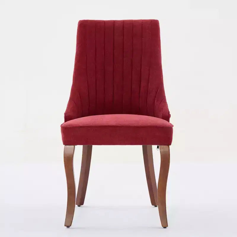Set di 2 sedie da pranzo Okak Rayon Cloth Flocking Linen, sedie da pranzo imbottite con gambe curve in legno massello, sedie da cucina per sala da pranzo