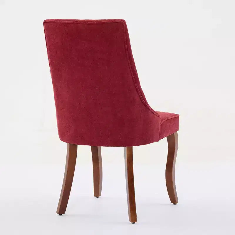 Set di 2 sedie da pranzo Okak Rayon Cloth Flocking Linen, sedie da pranzo imbottite con gambe curve in legno massello, sedie da cucina per sala da pranzo