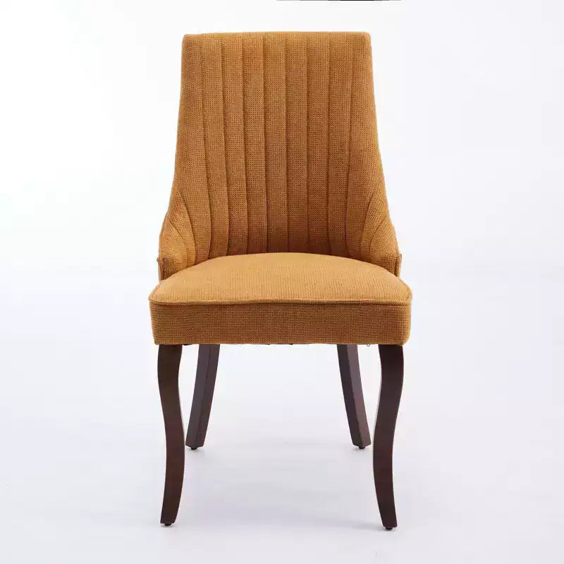 Set di 2 sedie da pranzo Okak Rayon Cloth Flocking Linen, sedie da pranzo imbottite con gambe curve in legno massello, sedie da cucina per sala da pranzo