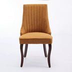 Set di 2 sedie da pranzo Okak Rayon Cloth Flocking Linen, sedie da pranzo imbottite con gambe curve in legno massello, sedie da cucina per sala da pranzo