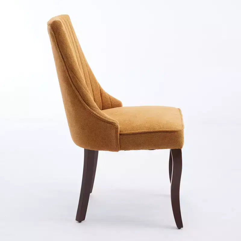 Set di 2 sedie da pranzo Okak Rayon Cloth Flocking Linen, sedie da pranzo imbottite con gambe curve in legno massello, sedie da cucina per sala da pranzo