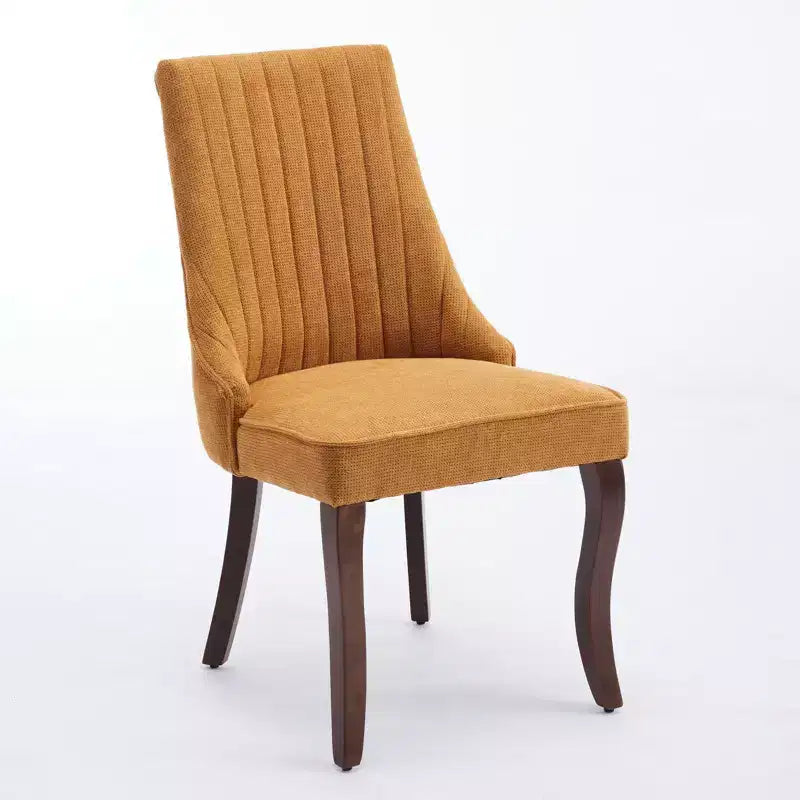 Set di 2 sedie da pranzo Okak Rayon Cloth Flocking Linen, sedie da pranzo imbottite con gambe curve in legno massello, sedie da cucina per sala da pranzo
