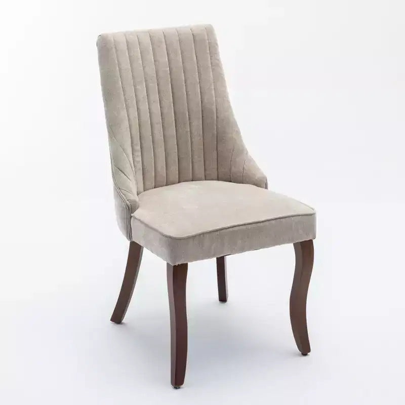 Set di 2 sedie da pranzo Okak Rayon Cloth Flocking Linen, sedie da pranzo imbottite con gambe curve in legno massello, sedie da cucina per sala da pranzo