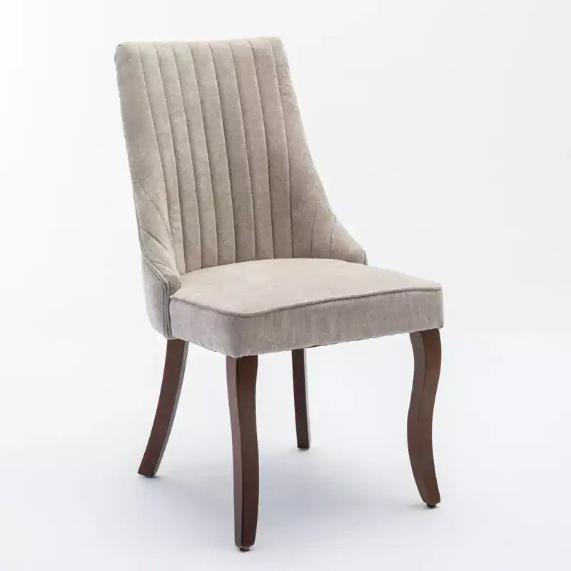 Set di 2 sedie da pranzo Okak Rayon Cloth Flocking Linen, sedie da pranzo imbottite con gambe curve in legno massello, sedie da cucina per sala da pranzo