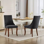 Set di 2 sedie da pranzo Okak Rayon Cloth Flocking Linen, sedie da pranzo imbottite con gambe curve in legno massello, sedie da cucina per sala da pranzo
