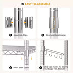 Appendiabiti rotante resistente con tubi da 22 mm, stendino metallico da 694 libbre, appendiabiti con ripiani regolabili, asta appendiabiti e ganci laterali