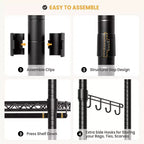 Appendiabiti rotante resistente con tubi da 22 mm, stendino metallico da 694 libbre, appendiabiti con ripiani regolabili, asta appendiabiti e ganci laterali