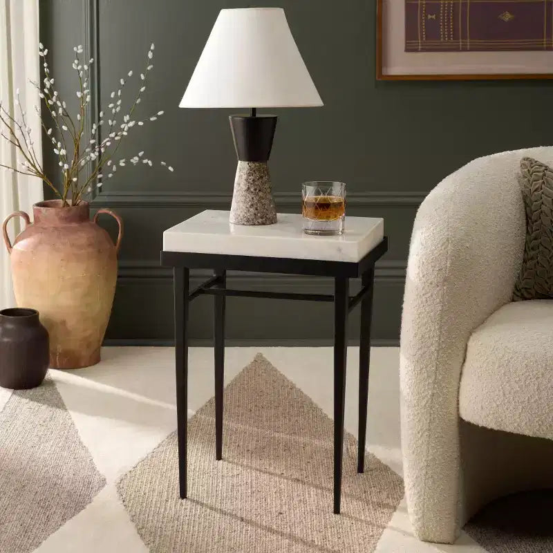 Tavolino Eldin in Marmo - ACC3746 - Crema/Nero - Safavieh
