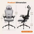 Sedia da ufficio ergonomica con schienale alto TUYOHW con supporto lombare regolabile, sedia da gaming con braccioli ribaltabili, sedia da computer in rete per casa e ufficio
