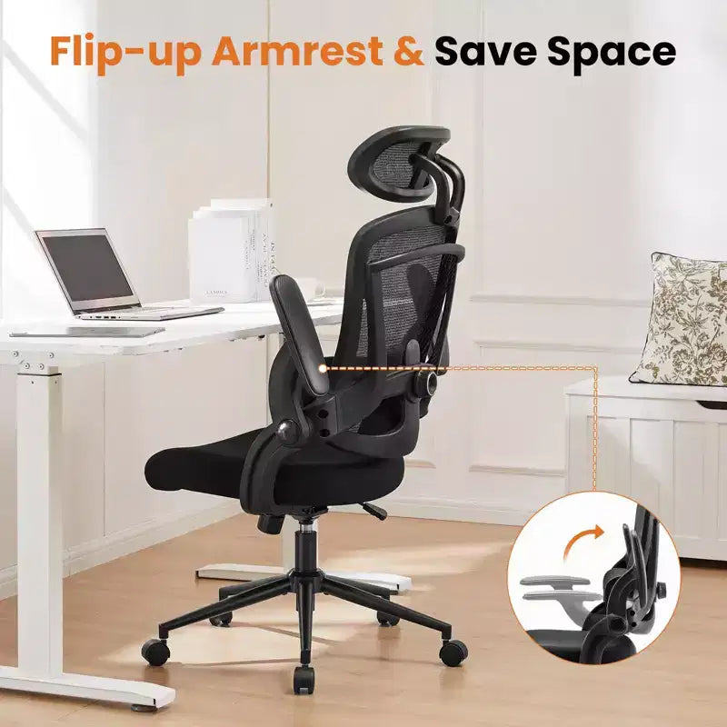 Sedia da ufficio ergonomica con schienale alto TUYOHW con supporto lombare regolabile, sedia da gaming con braccioli ribaltabili, sedia da computer in rete per casa e ufficio