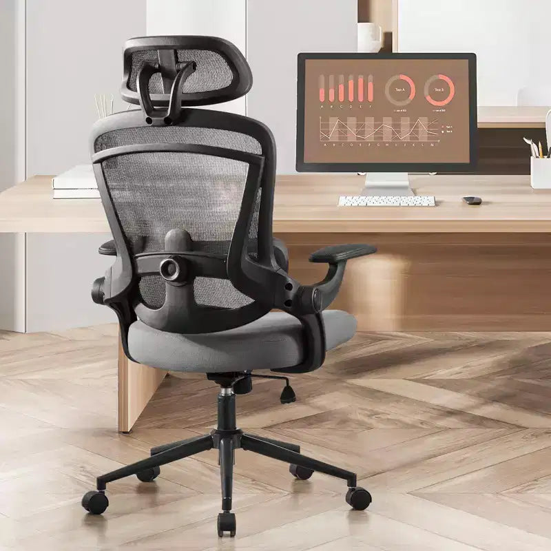 Sedia da ufficio ergonomica con schienale alto TUYOHW con supporto lombare regolabile, sedia da gaming con braccioli ribaltabili, sedia da computer in rete per casa e ufficio