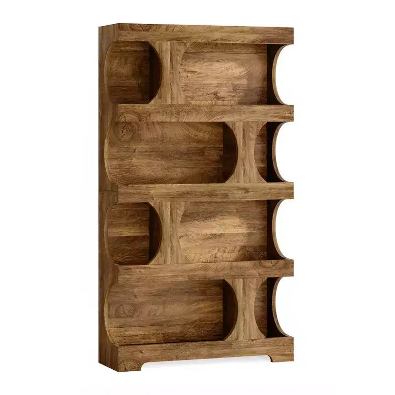 MAYEERTY Libreria a 4 Ripiani a S, Scaffale Alto in Legno bicolore Nero e Marrone