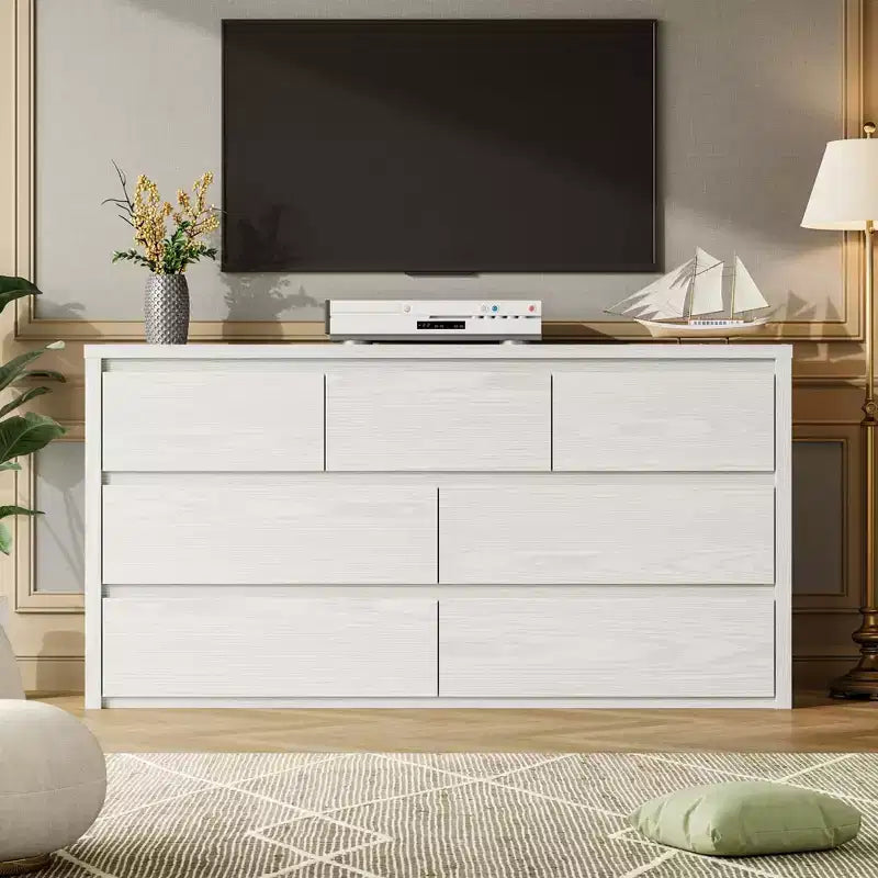 Cassettiera a 7 cassetti per camera da letto, Comò moderno e spazioso, Grande cassettiera in legno per soggiorno, corridoio, ingresso