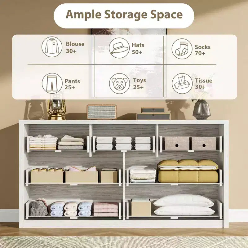 Cassettiera a 7 cassetti per camera da letto, Comò moderno e spazioso, Grande cassettiera in legno per soggiorno, corridoio, ingresso