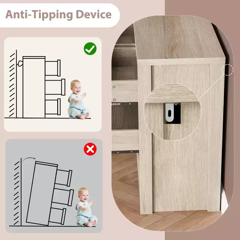 Cassettiera a 7 cassetti per camera da letto, Comò moderno e spazioso, Grande cassettiera in legno per soggiorno, corridoio, ingresso