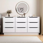 Caratteristiche della camera da letto: contenitore a 9 cassetti con cassetti, pavimenti in legno di grandi dimensioni e cassettiere, colore bianco