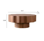 Tavolino da caffè 80 cm, Bordo smerlato, Centro Tavolo con adesivo effetto legno ingegnerizzato Noce, Tavolino da caffè moderno irregolare rotondo per soggiorno/camera da letto