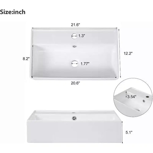 Mobiletto da bagno da 21.6 pollici, mobiletto contenitore da bagno con lavandino, facile da montare, con vani aperti, mobiletto con lavabo indipendente per piccoli spazi
